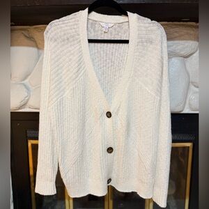 Time and Tru White Button Cardigan